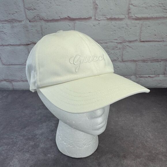Gucci Venice Cotton Embroidered Script Logo Baseball Cap Hat Medium - Picture 1 of 14
